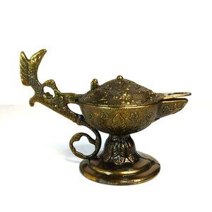 Vintage Norleans Brass Genie Oil Lamp Aladdin-Style Arabian Decor Made in Italy